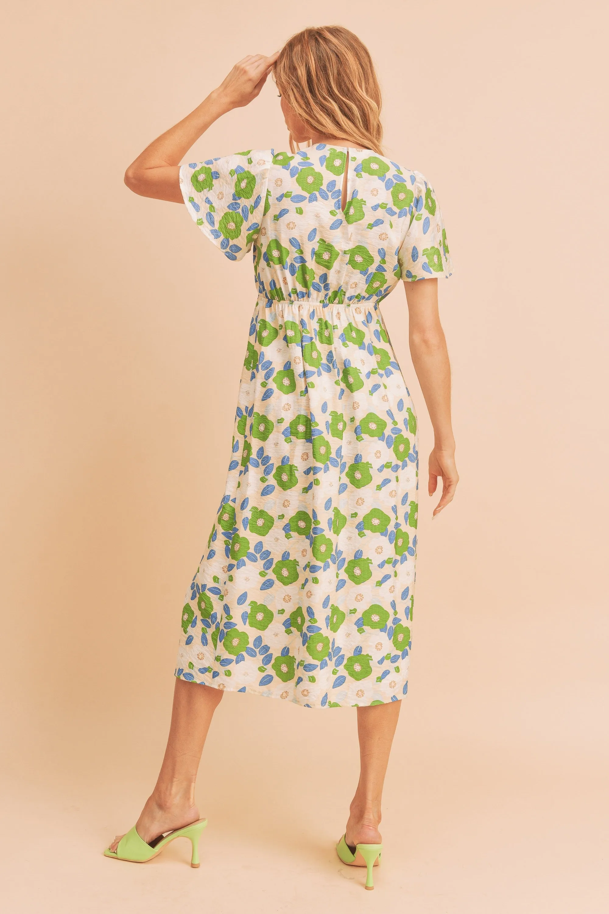 Cream Floral Printed Midi Dress sold by Pinkblush product image thumbnail 4