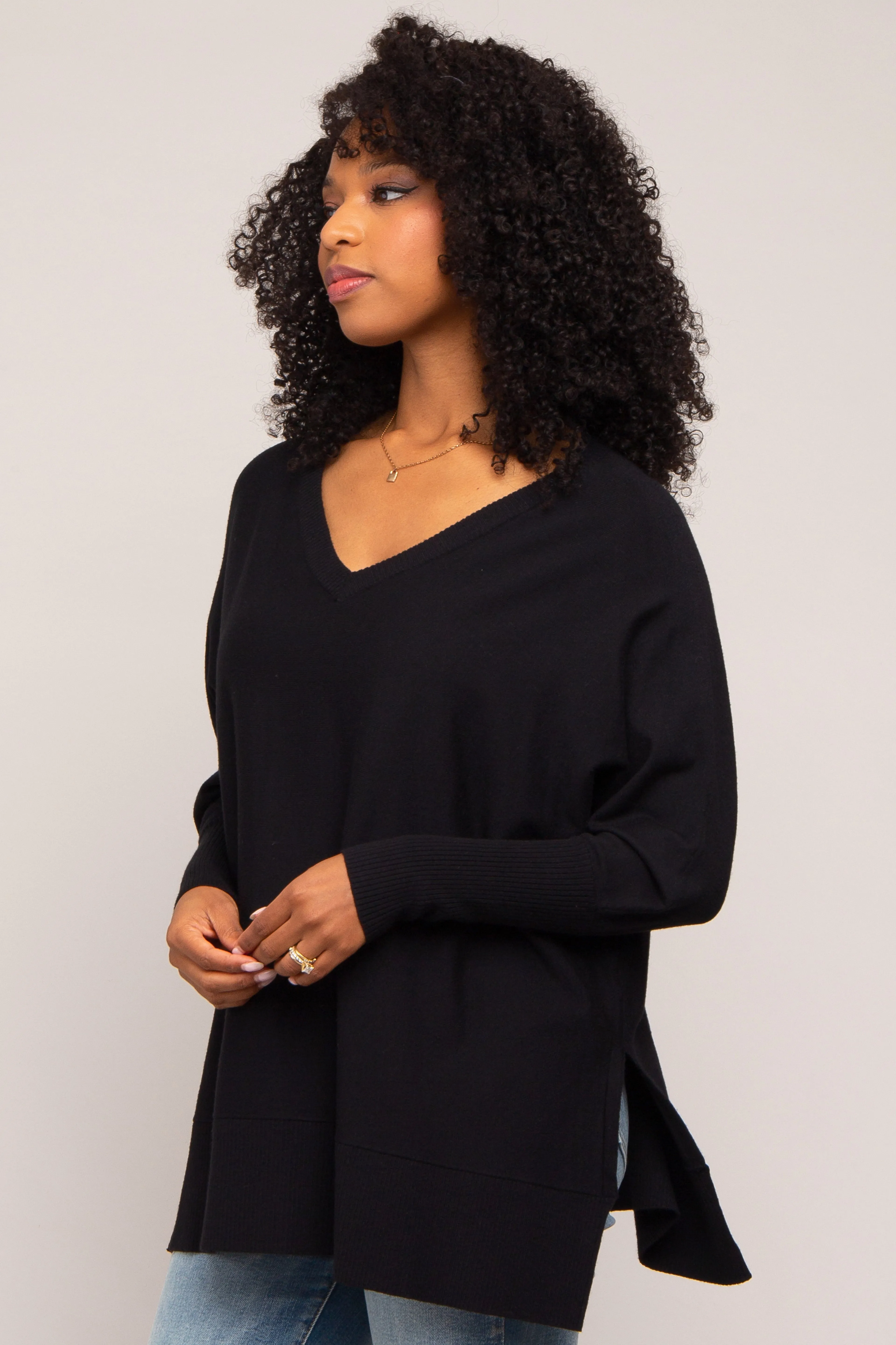 Black Knit Long Dolman Sleeve Top sold by Pinkblush product image thumbnail 3