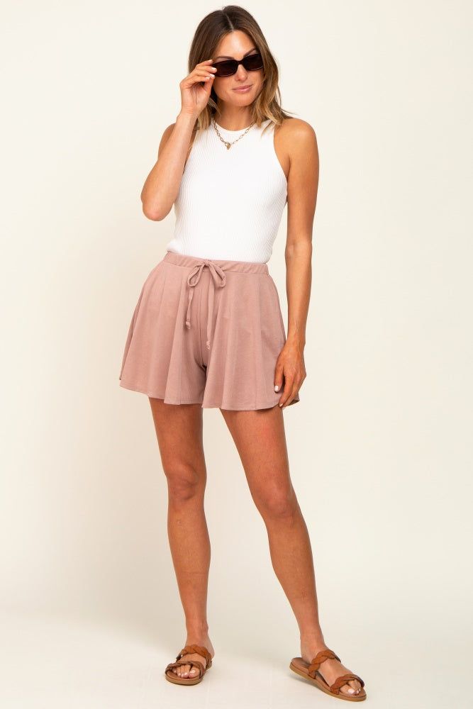 Taupe Drawstring Lounge Shorts sold by Pinkblush