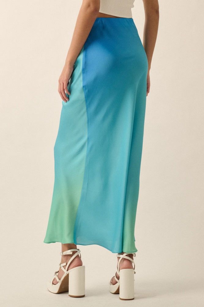 Ocean Blue High-Waist Ombre Woven Maxi Skirt sold by Pinkblush product image thumbnail 4