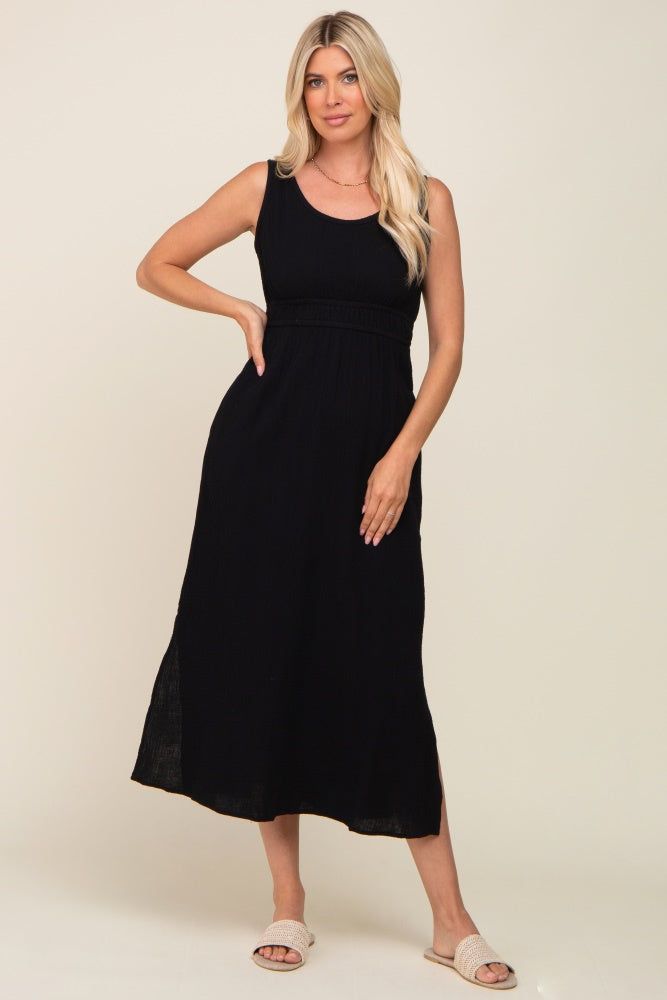Black Lightweight Sleeveless Open Back Maxi Dress sold by Pinkblush product image thumbnail 4