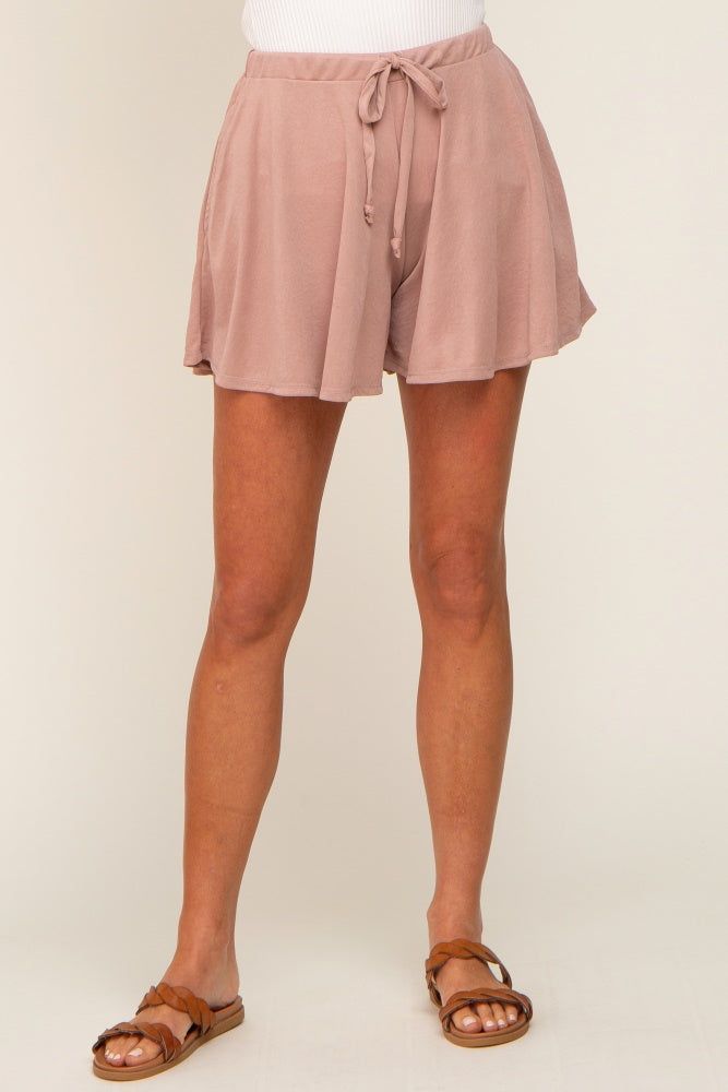 Taupe Drawstring Lounge Shorts sold by Pinkblush product image thumbnail 2