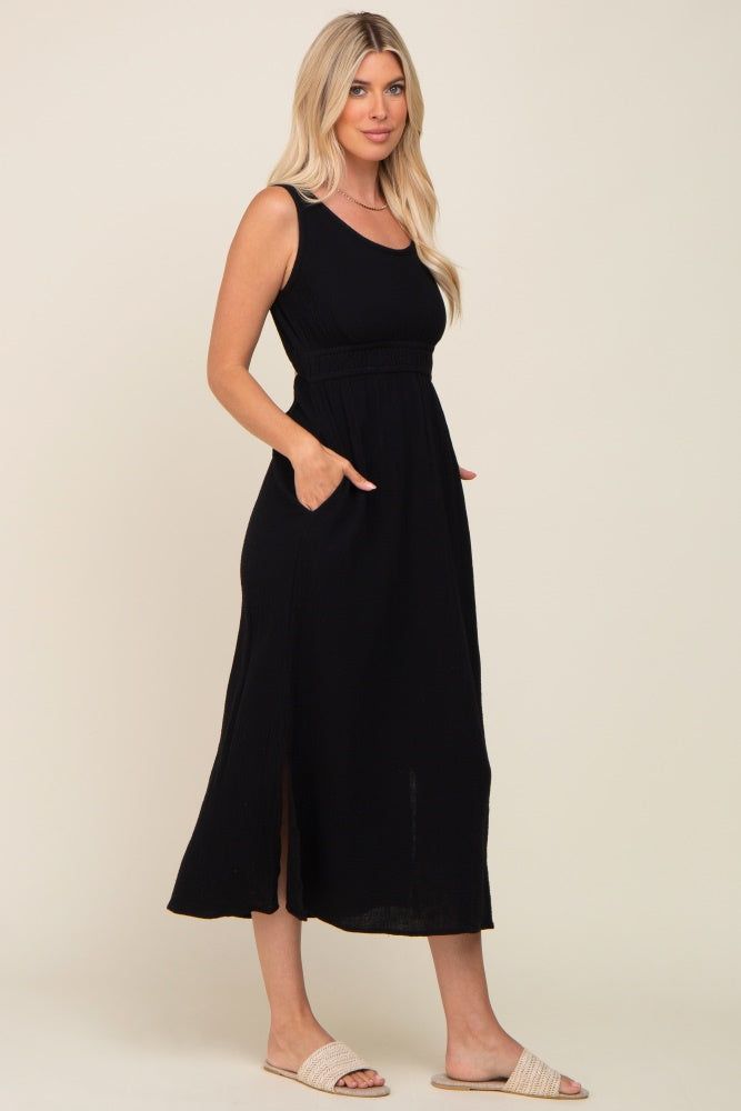 Black Lightweight Sleeveless Open Back Maxi Dress sold by Pinkblush product image thumbnail 2