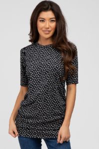 Black Ditsy Floral Ruched Maternity Top sold by Pinkblush