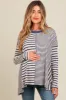 Navy Mixed Stripe Trapeze Maternity Top sold by Pinkblush