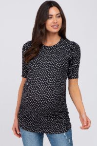 Black Ditsy Floral Ruched Maternity Top sold by Pinkblush