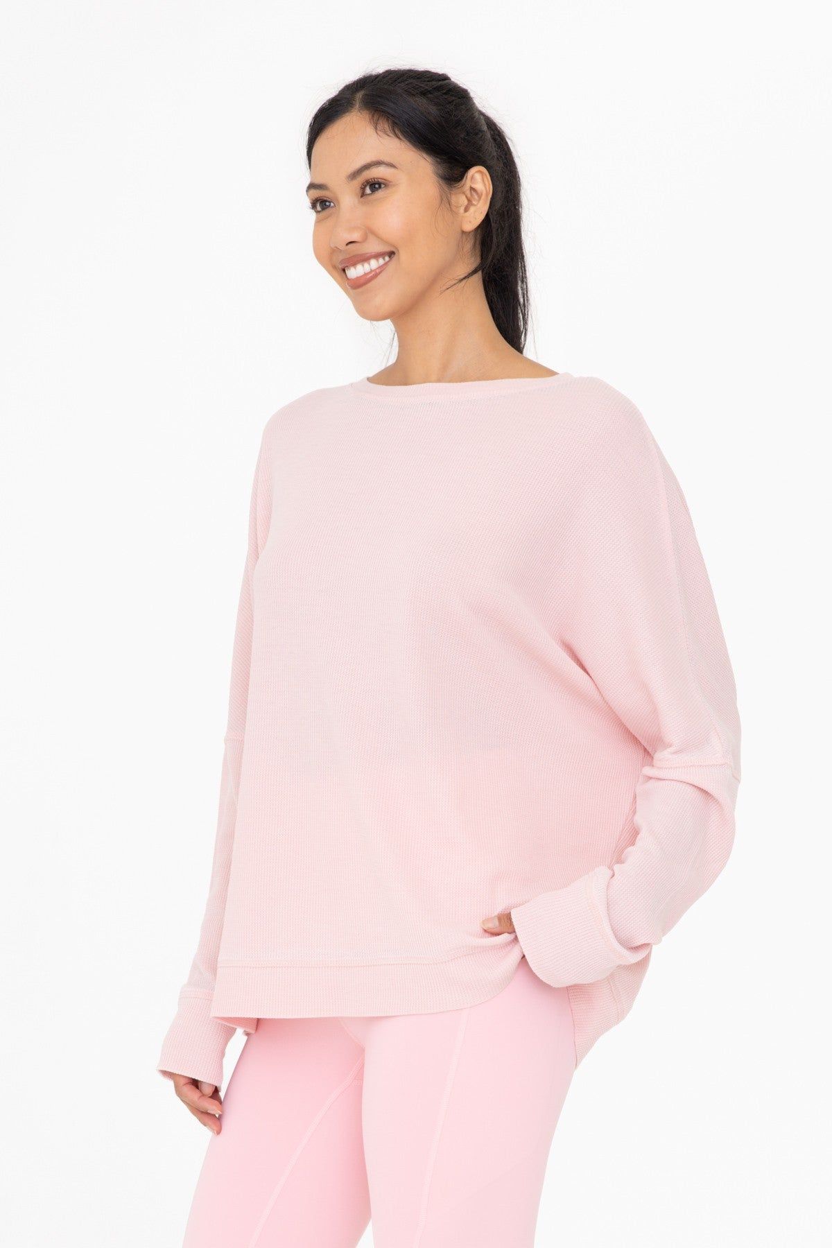 Light Pink Waffle Knit Long Sleeve Top sold by Pinkblush product image thumbnail 2