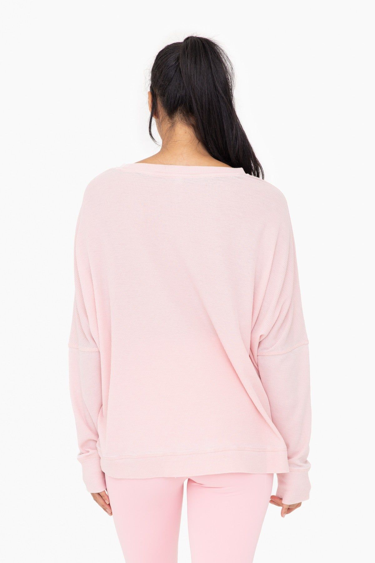 Light Pink Waffle Knit Long Sleeve Top sold by Pinkblush product image thumbnail 3