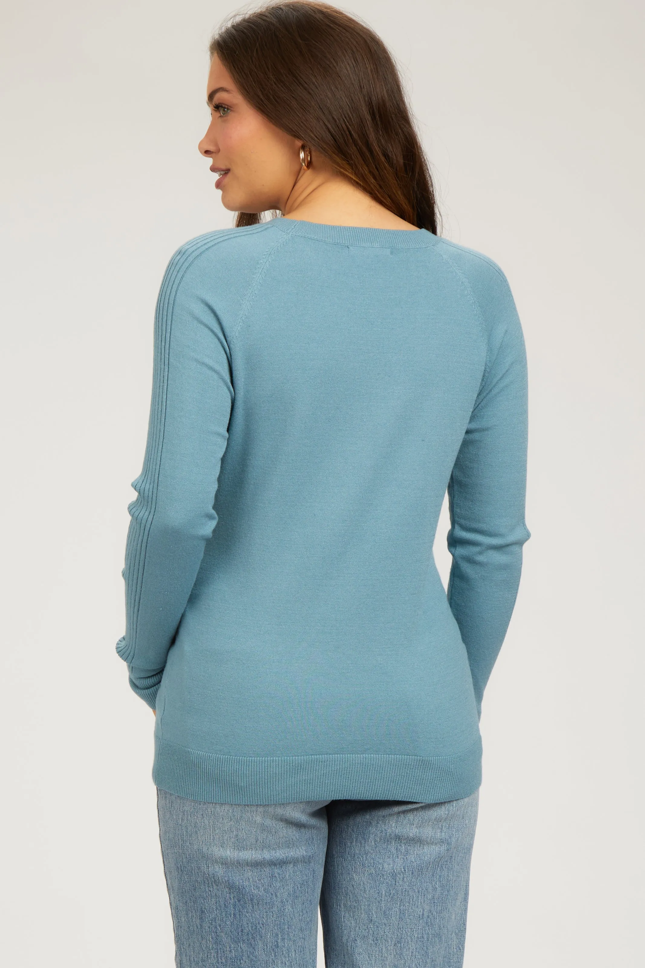 Blue Knit Long Sleeve Maternity Top sold by Pinkblush product image thumbnail 3