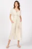 Cream Abstract Print V-Neck Maternity Midi Dress sold by Pinkblush