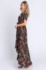 Black Floral Hi-Lo Wrap Maxi Dress sold by Pinkblush
