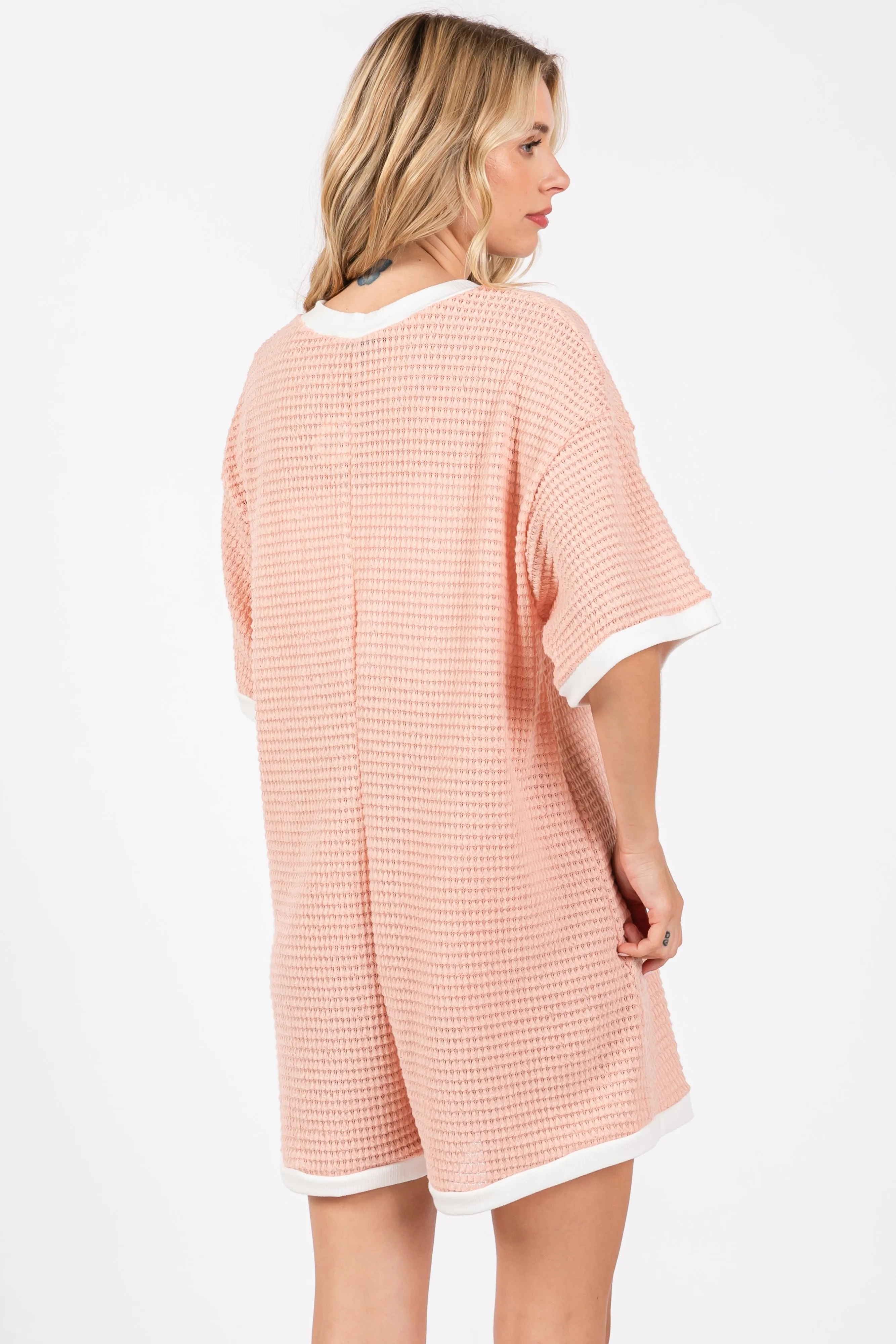 Peach Contrast Knit Romper sold by Pinkblush product image thumbnail 4