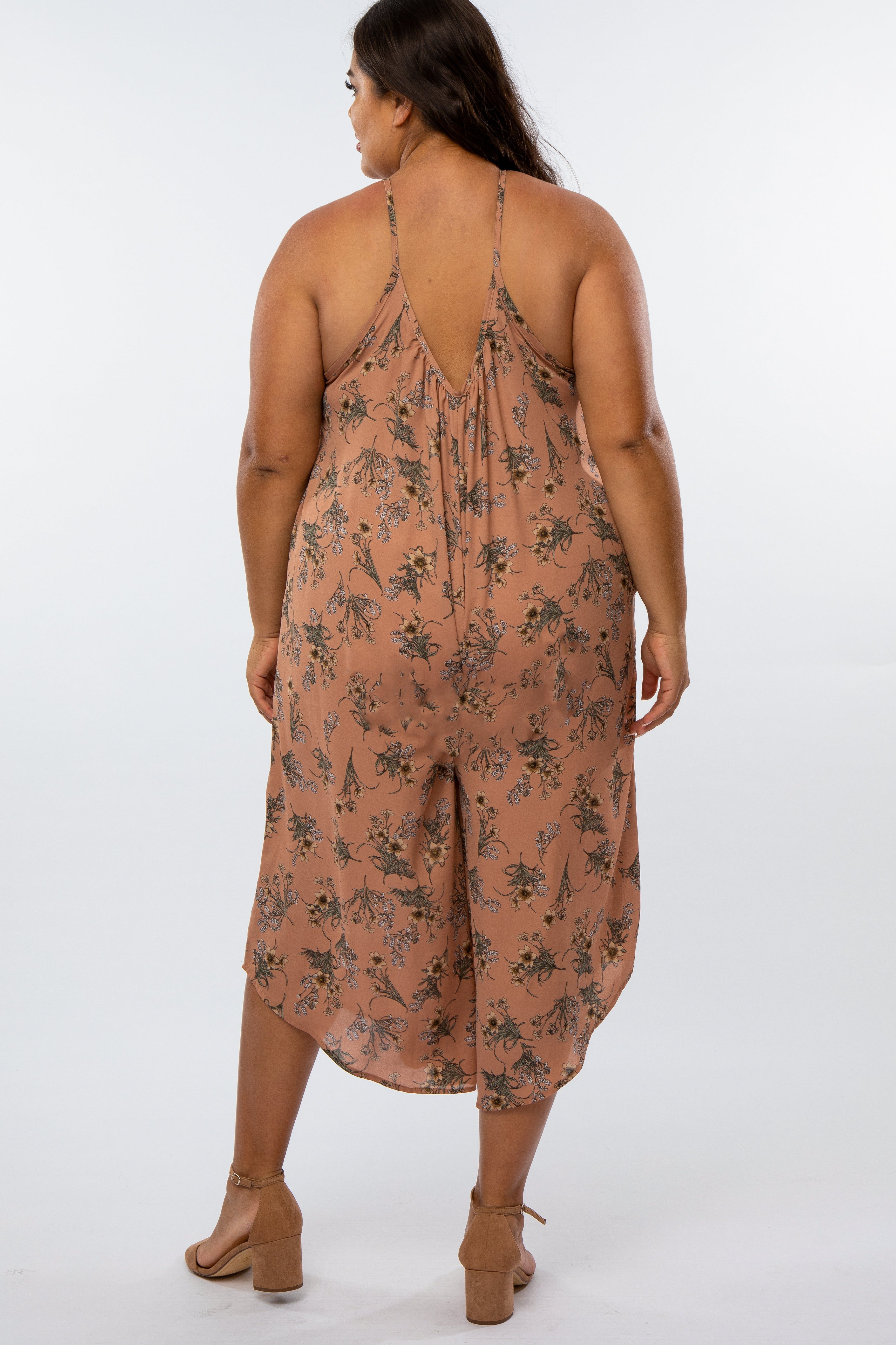 Mauve Floral Crop Plus Jumpsuit sold by Pinkblush product image thumbnail 3