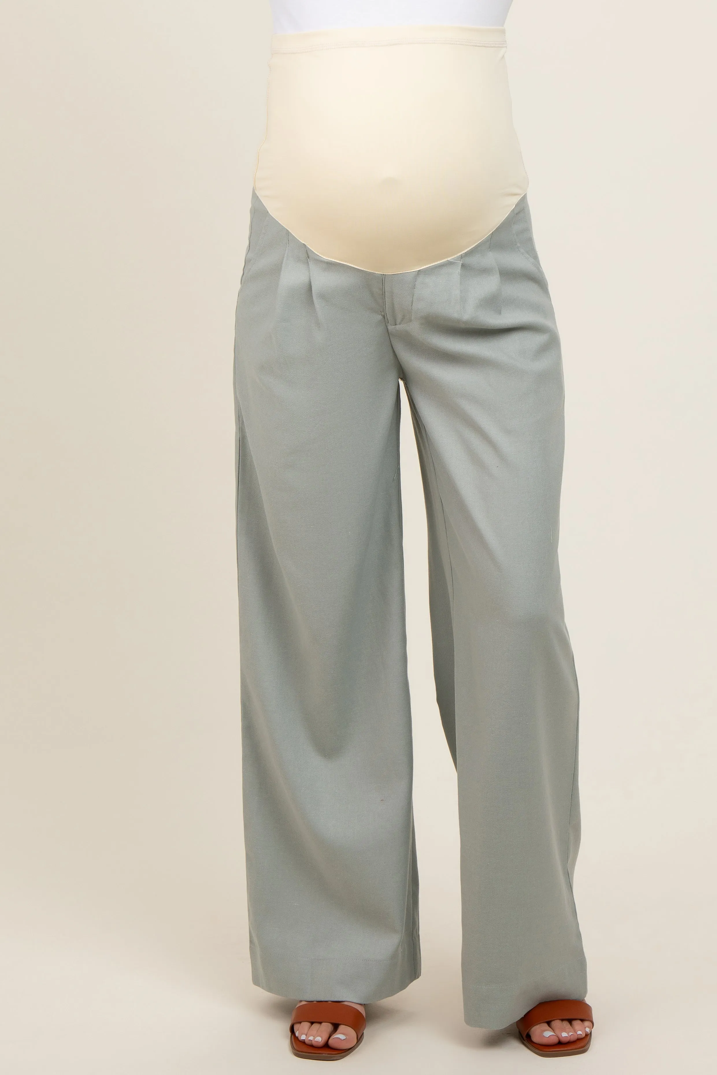 Sage Pleated Wide Leg Maternity Pants sold by Pinkblush product image thumbnail 2
