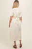 Cream Abstract Print V-Neck Maternity Midi Dress sold by Pinkblush