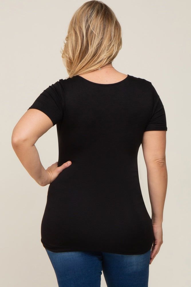 Black Wrap Front Plus Maternity/Nursing Top sold by Pinkblush product image thumbnail 3