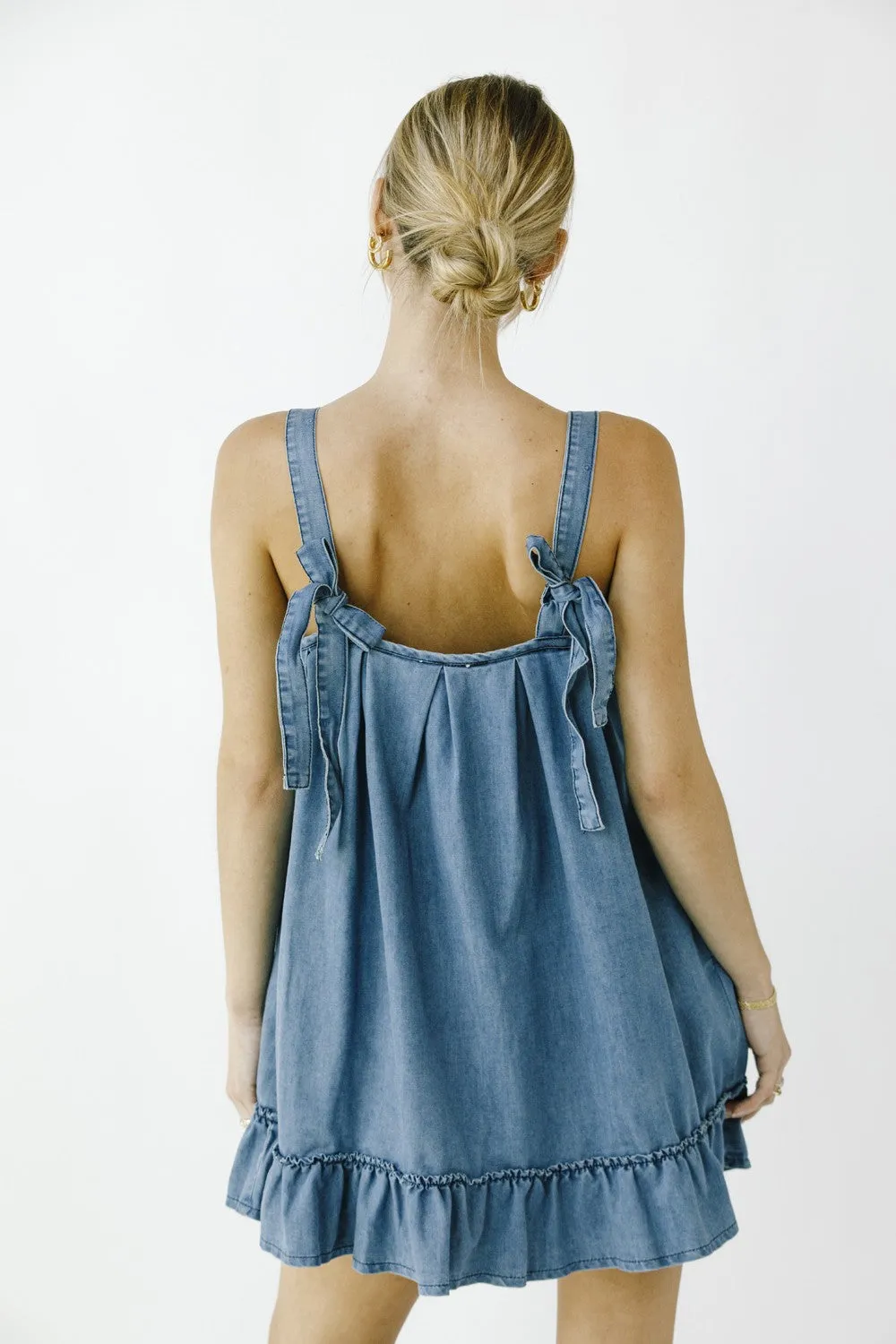 Light Denim Ruffled Swing Mini Dress sold by Pinkblush product image thumbnail 5