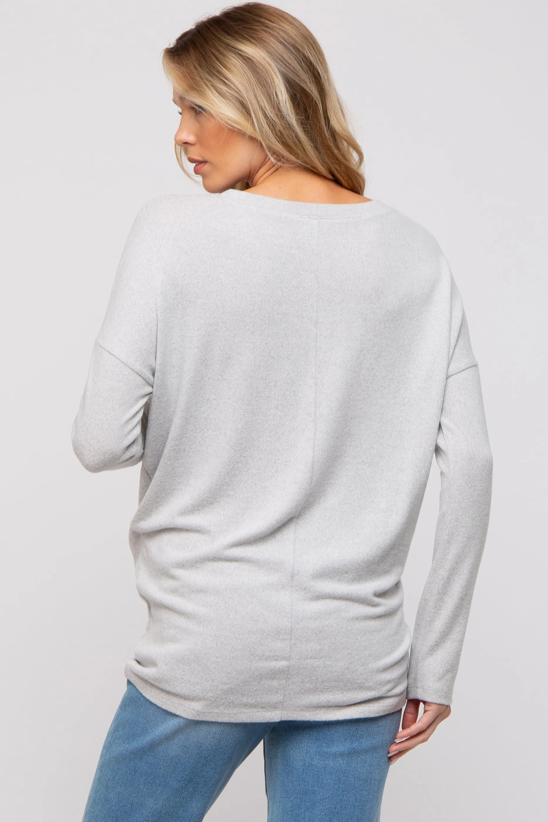 Heather Grey Knit Long Sleeve Maternity Top sold by Pinkblush product image thumbnail 4