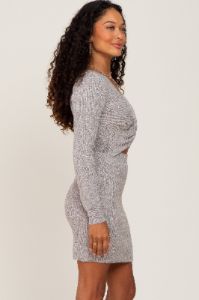 Heather Grey Knit Knotted Front Sweater Dress sold by Pinkblush