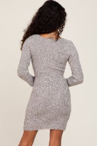 Heather Grey Knit Knotted Front Sweater Dress sold by Pinkblush