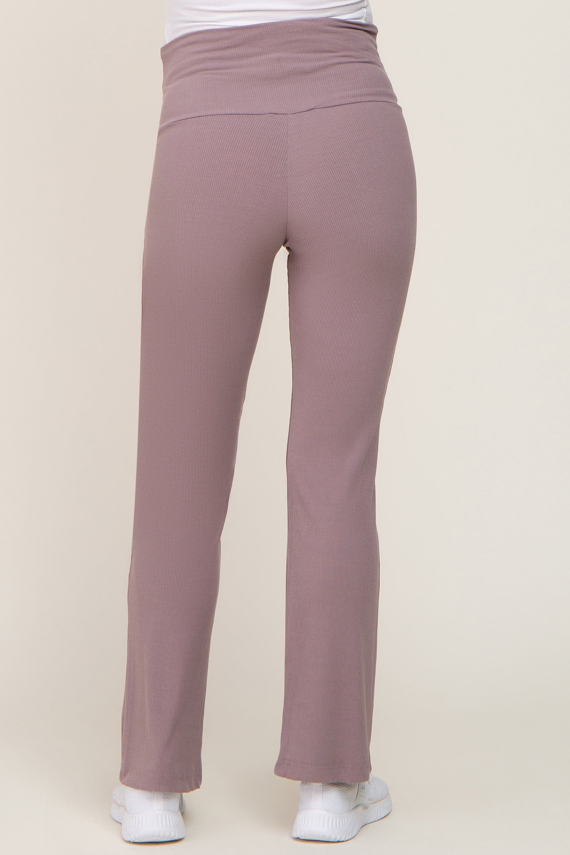 Mocha Ribbed Maternity Flare Pants sold by Pinkblush product image thumbnail 4