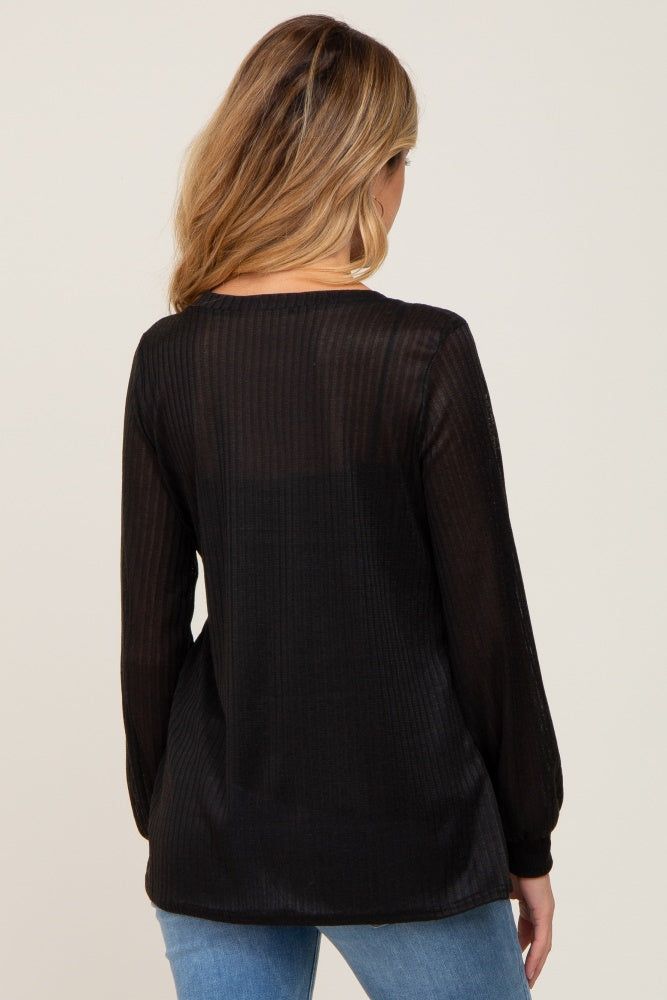 Black Knit Ribbed Babydoll Maternity Top sold by Pinkblush product image thumbnail 4