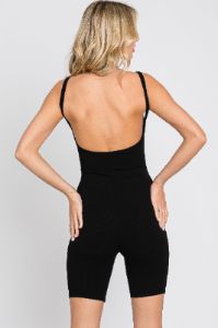 Black Rib Knit Sleeveless Romper sold by Pinkblush