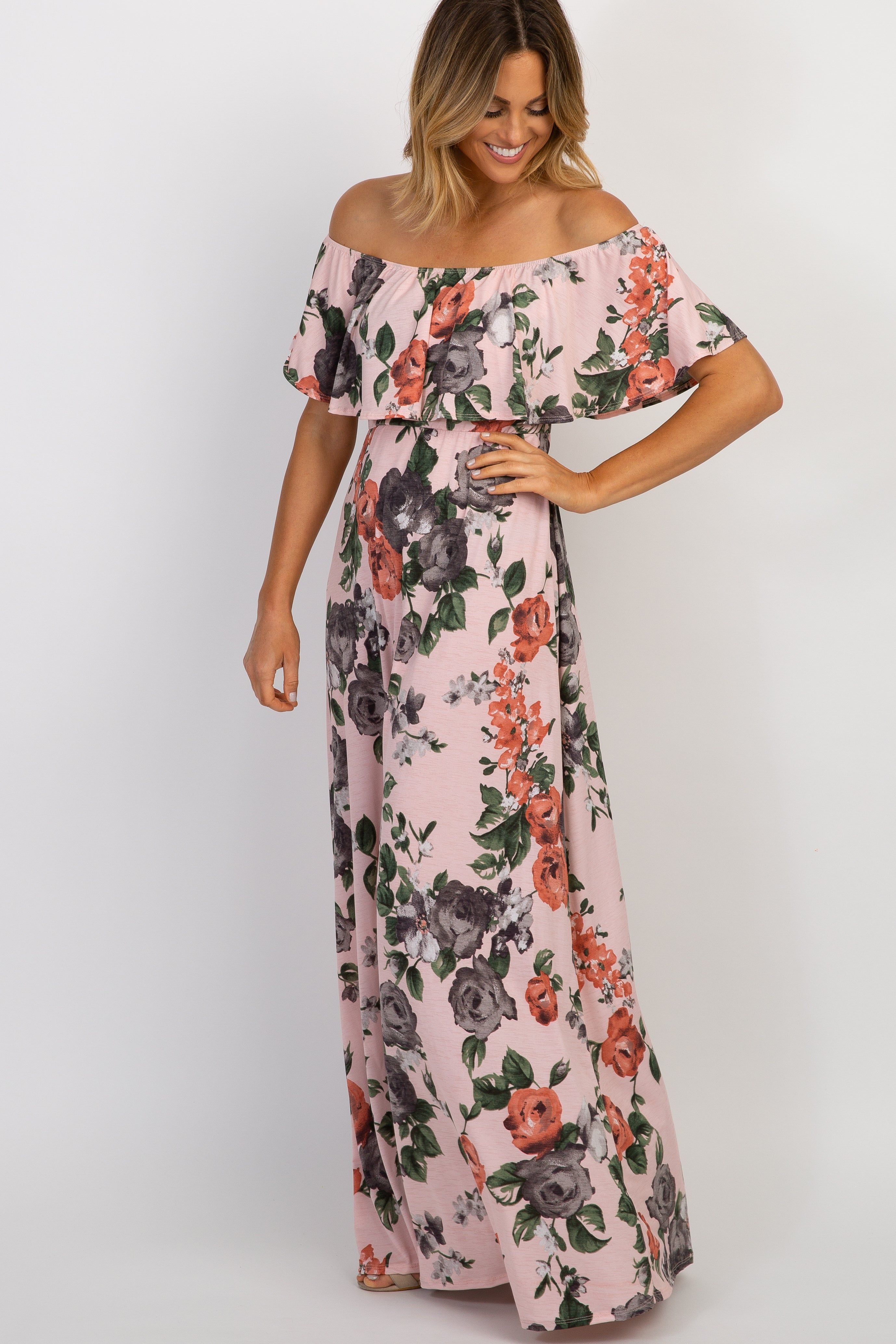 PinkBlush Light Pink Rose Off Shoulder Maxi Dress sold by Pinkblush product image thumbnail 4