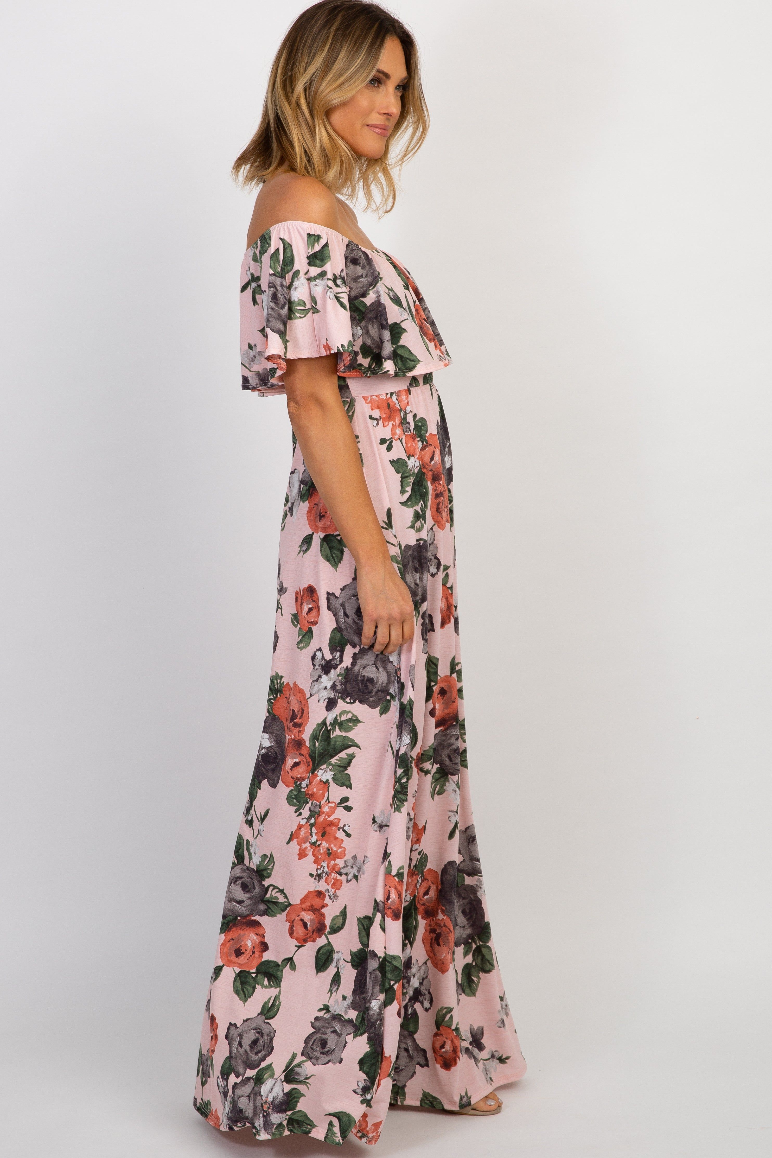 PinkBlush Light Pink Rose Off Shoulder Maxi Dress sold by Pinkblush product image thumbnail 2