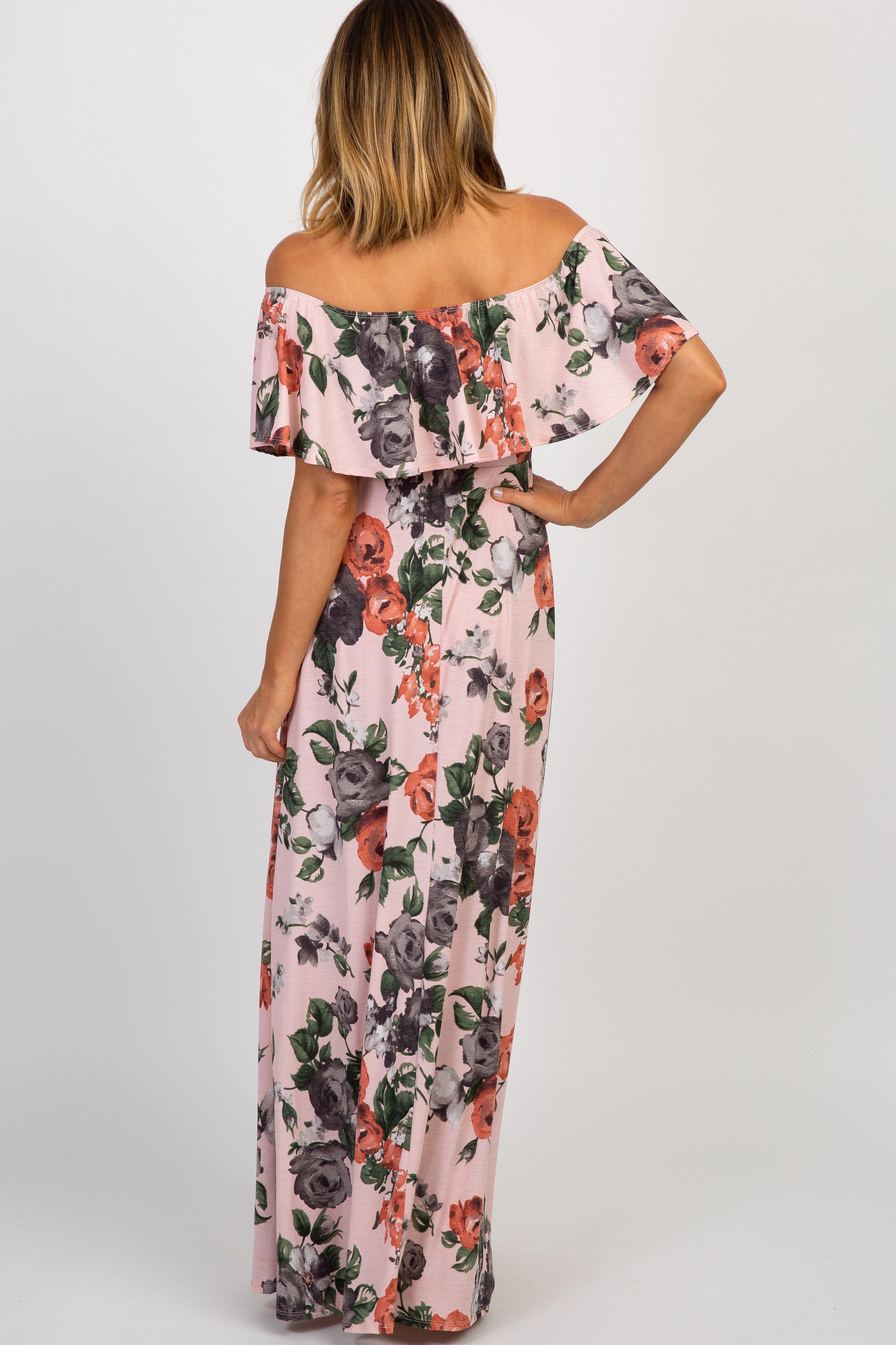 PinkBlush Light Pink Rose Off Shoulder Maxi Dress sold by Pinkblush product image thumbnail 3