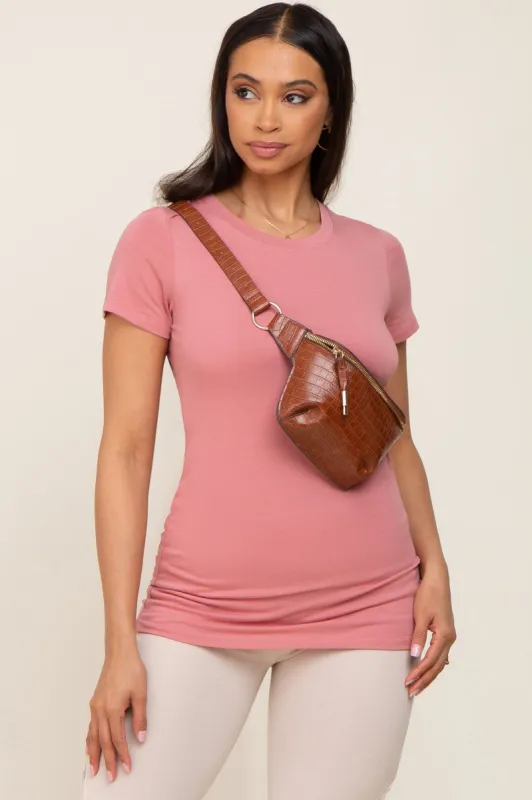 Mauve Basic Crew Neck Tee sold by Pinkblush