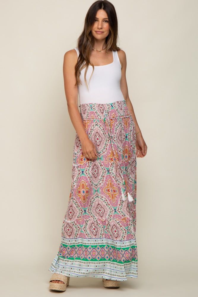 Green Printed Smocked Waist Maternity Maxi Skirt sold by Pinkblush product image thumbnail 5