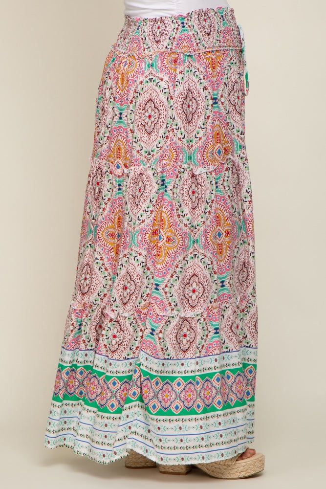 Green Printed Smocked Waist Maternity Maxi Skirt sold by Pinkblush product image thumbnail 3