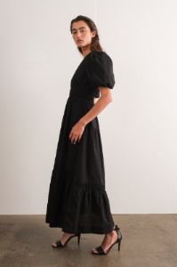 Black Puff Sleeve Midi Dress sold by Pinkblush