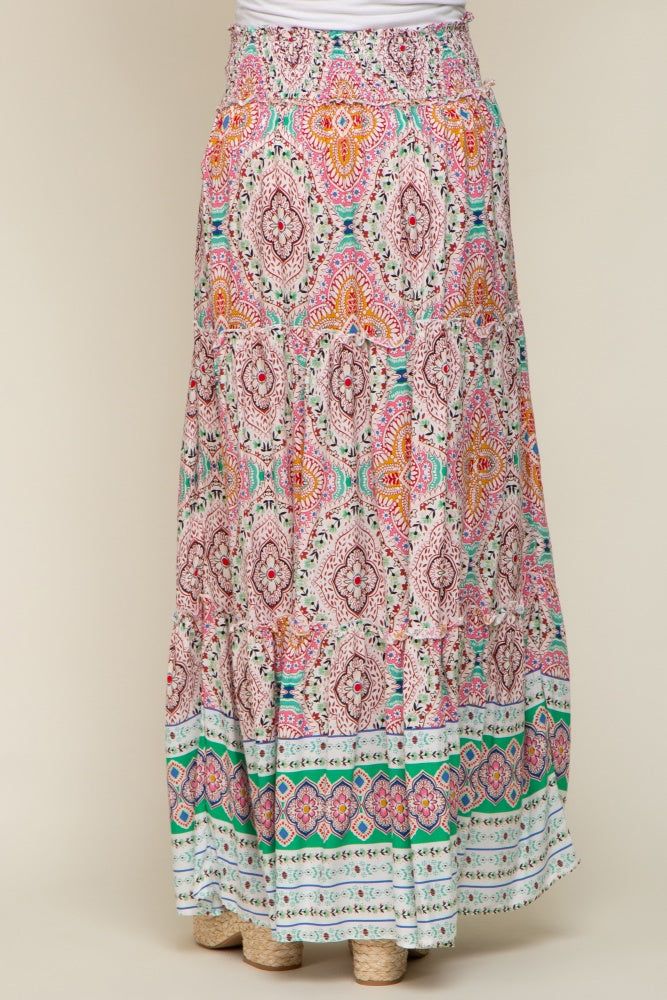 Green Printed Smocked Waist Maternity Maxi Skirt sold by Pinkblush product image thumbnail 4