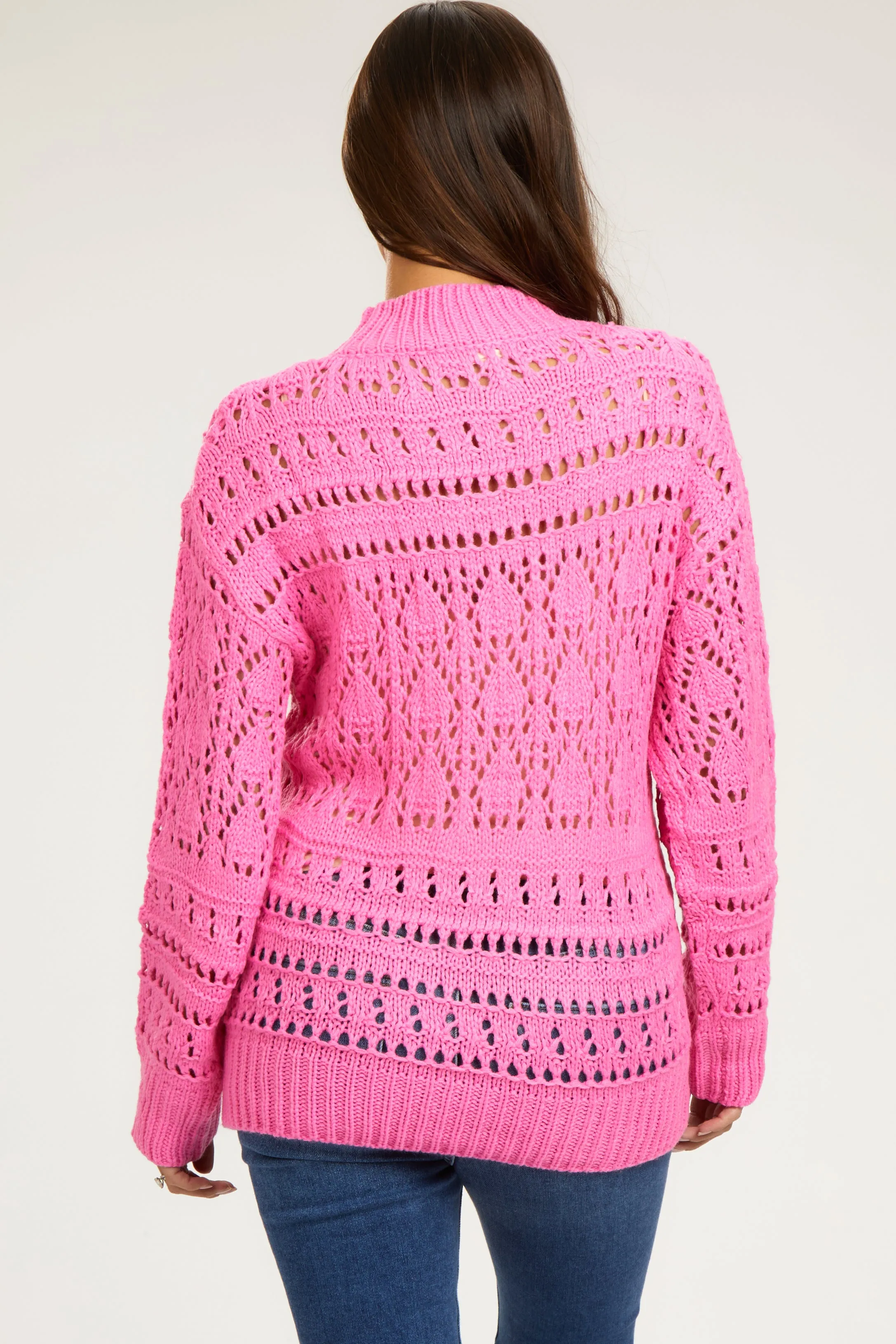 Fuchsia Open Knit Maternity Sweater sold by Pinkblush product image thumbnail 3
