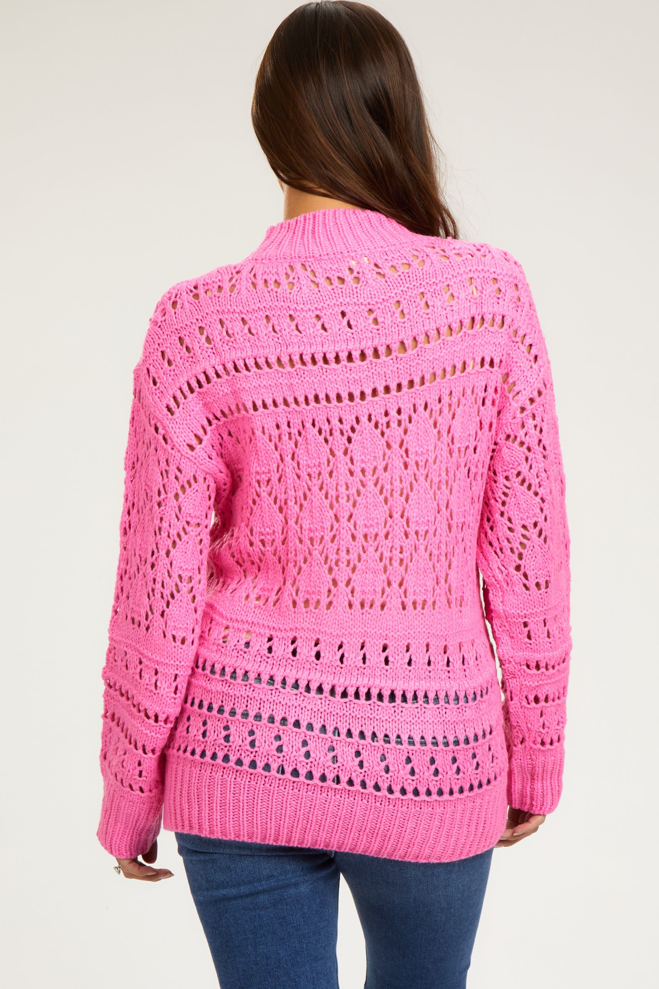 Fuschsia Open Knit Maternity Sweater sold by Pinkblush product image thumbnail 3
