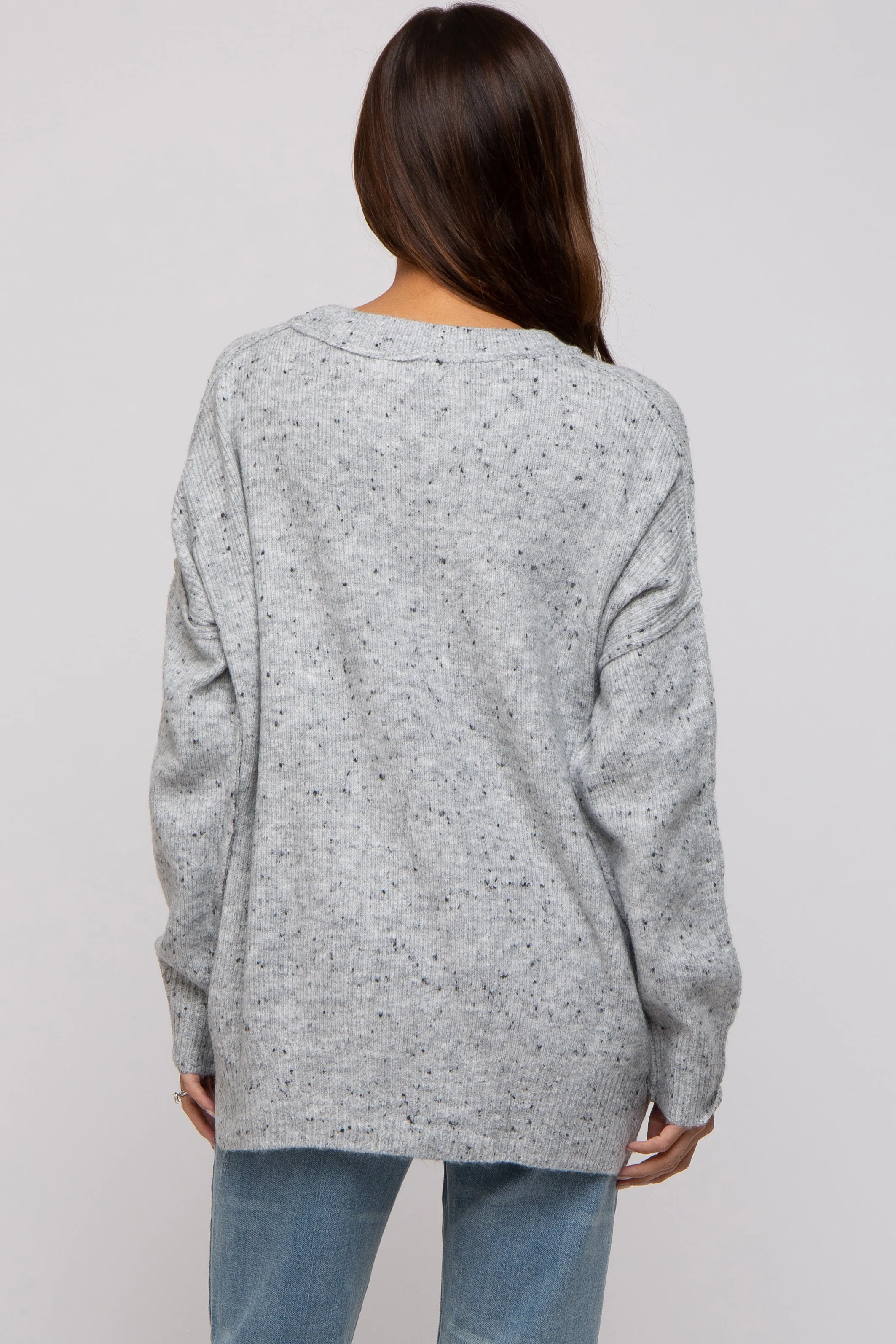 Grey Speckled Knit Maternity Sweater sold by Pinkblush product image thumbnail 3