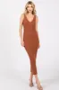 Rust V Neck Sleeveless Knit Maternity Midi Dress sold by Pinkblush