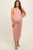 Mauve Knit Open Tie Back Maternity Midi Dress sold by Pinkblush