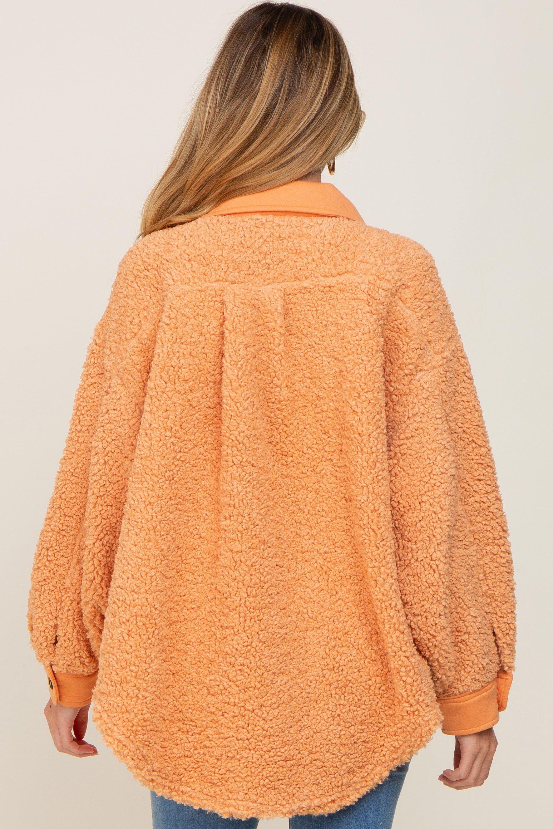 Peach Contrast Oversized Sherpa Maternity Coat sold by Pinkblush product image thumbnail 4