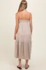Taupe Square Neck Sleeveless Tiered Maternity Maxi Dress sold by Pinkblush