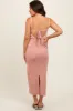 Mauve Knit Open Tie Back Maternity Midi Dress sold by Pinkblush