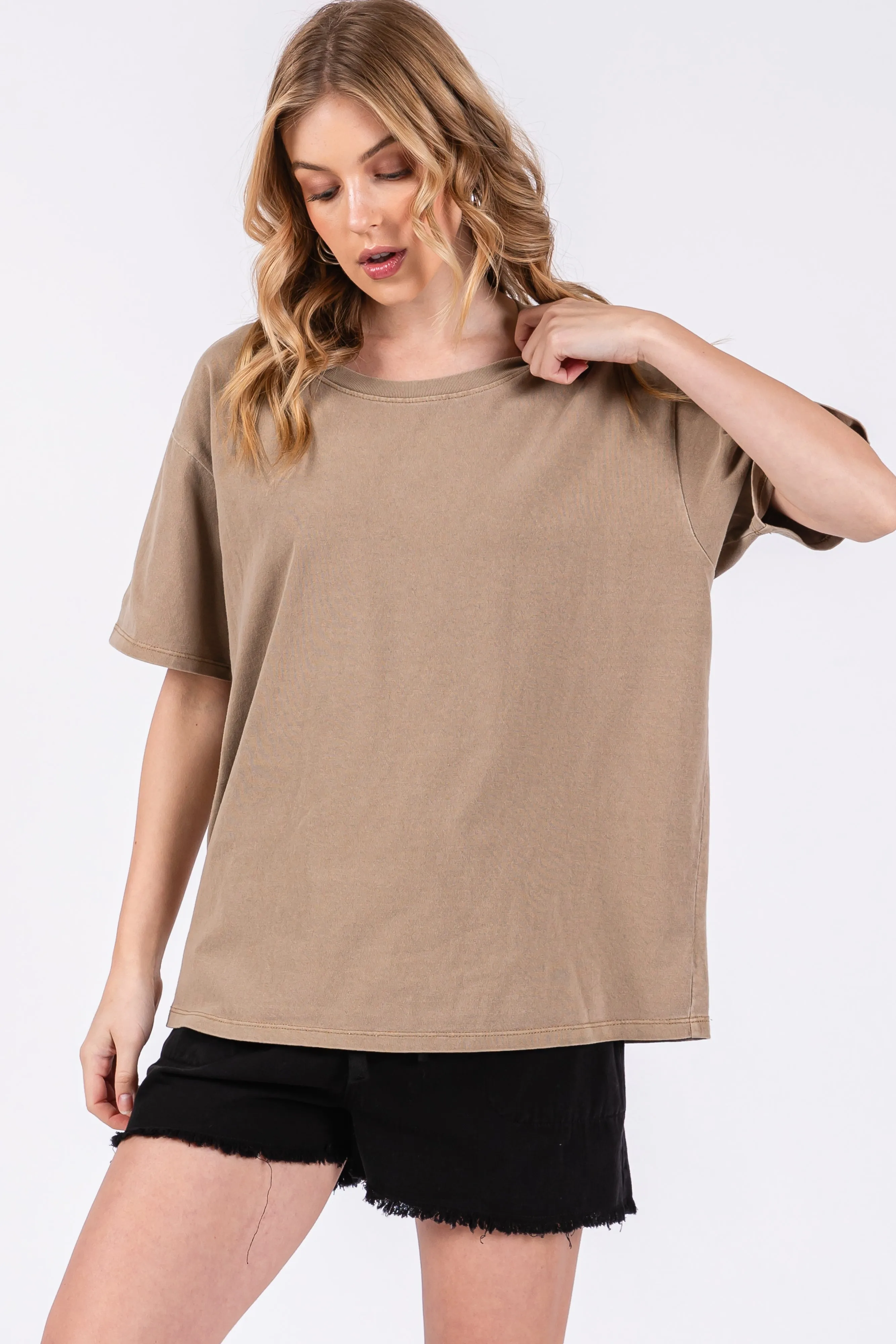 Mocha Short Sleeve Top sold by Pinkblush