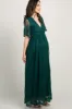 Forest Green Lace Mesh Overlay Maternity Maxi Dress sold by Pinkblush