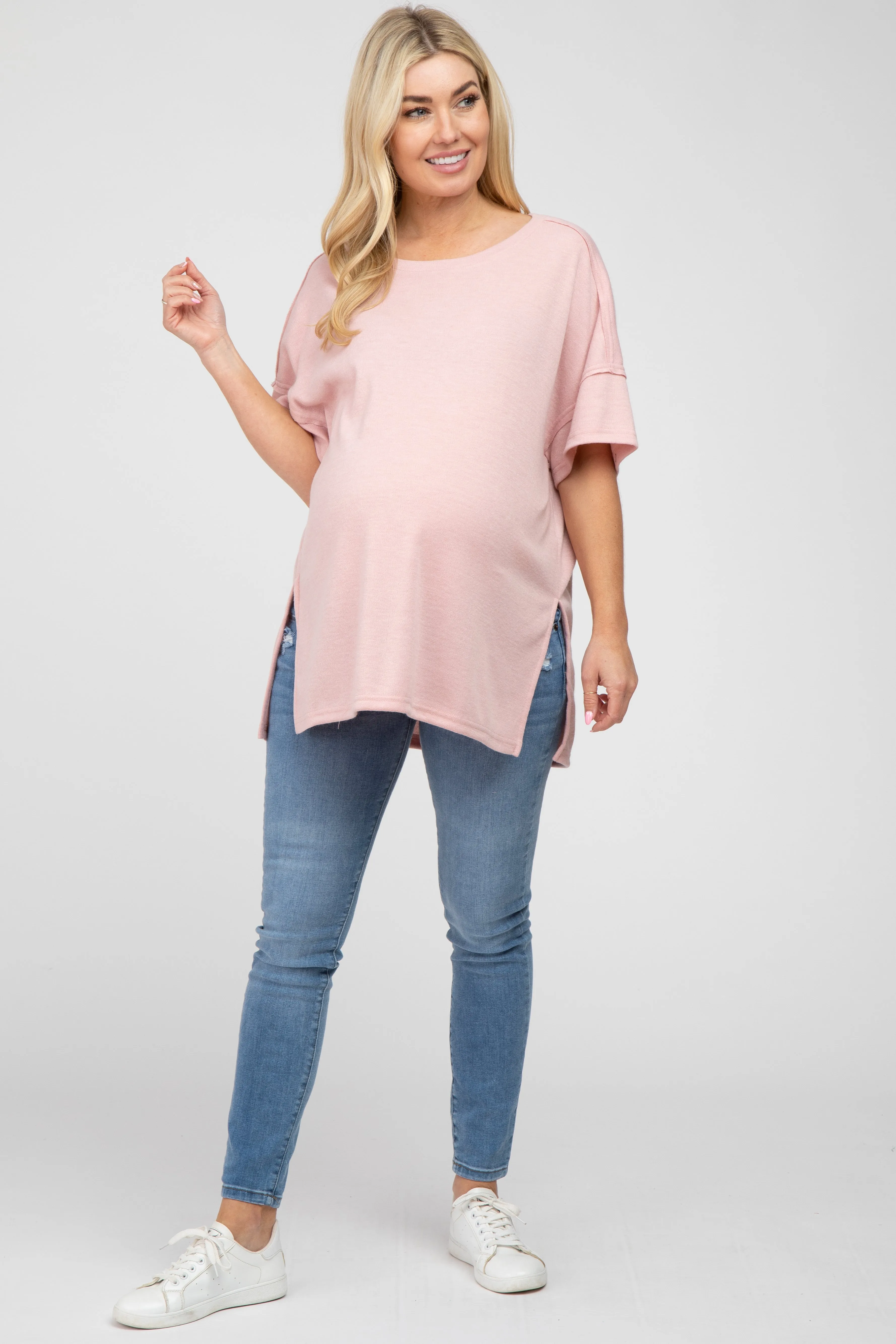 Pink Knit Oversized Maternity Top sold by Pinkblush product image thumbnail 4
