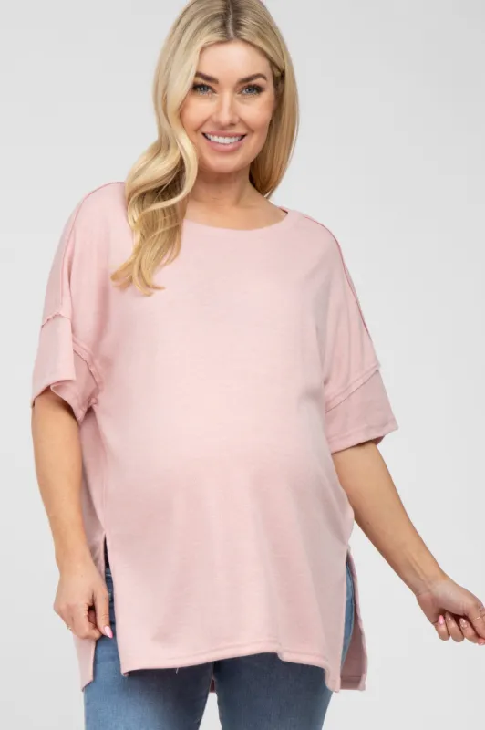 Pink Knit Oversized Maternity Top sold by Pinkblush