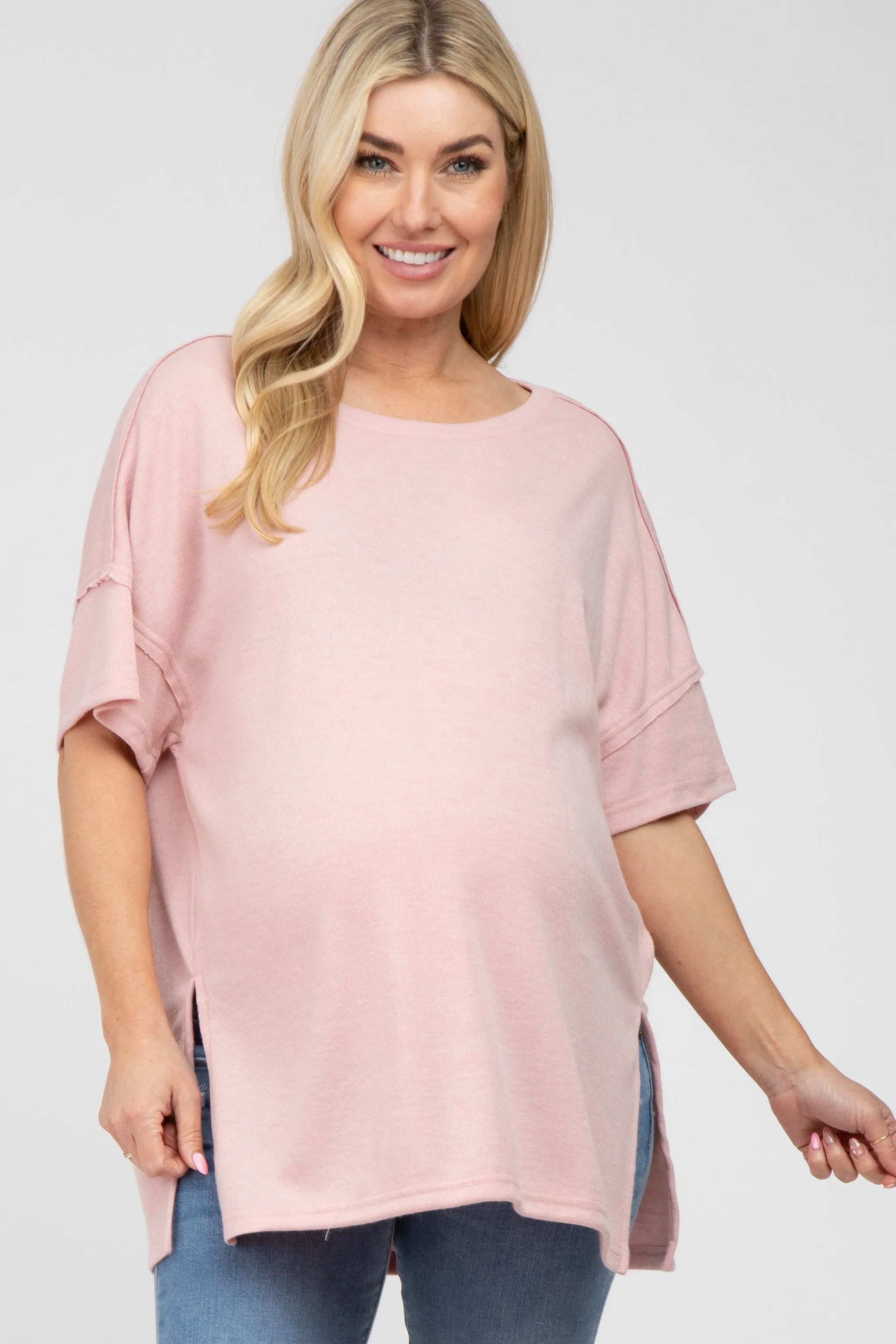 Pink Knit Oversized Maternity Top sold by Pinkblush