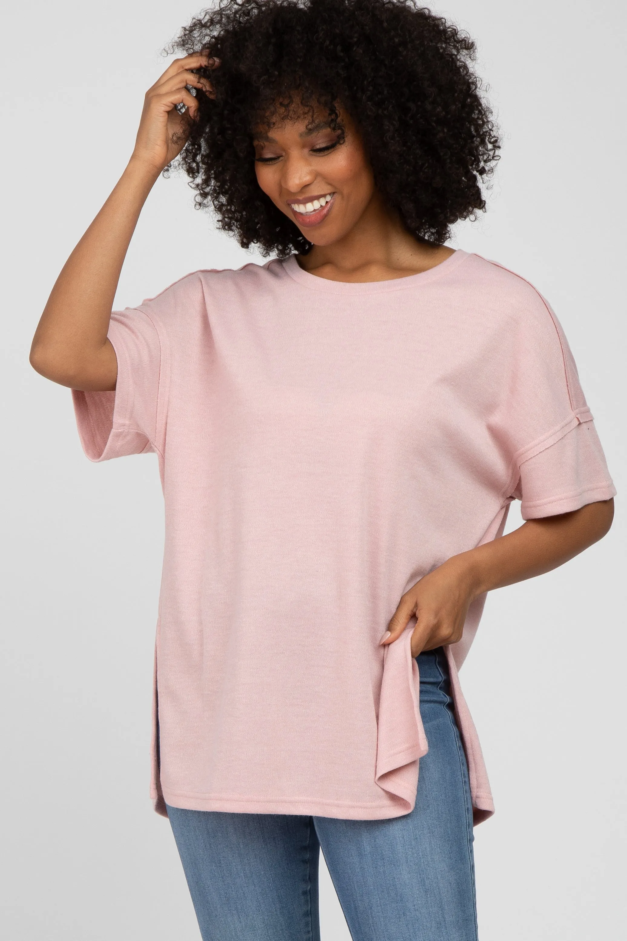Pink Knit Oversized Maternity Top sold by Pinkblush product image thumbnail 5