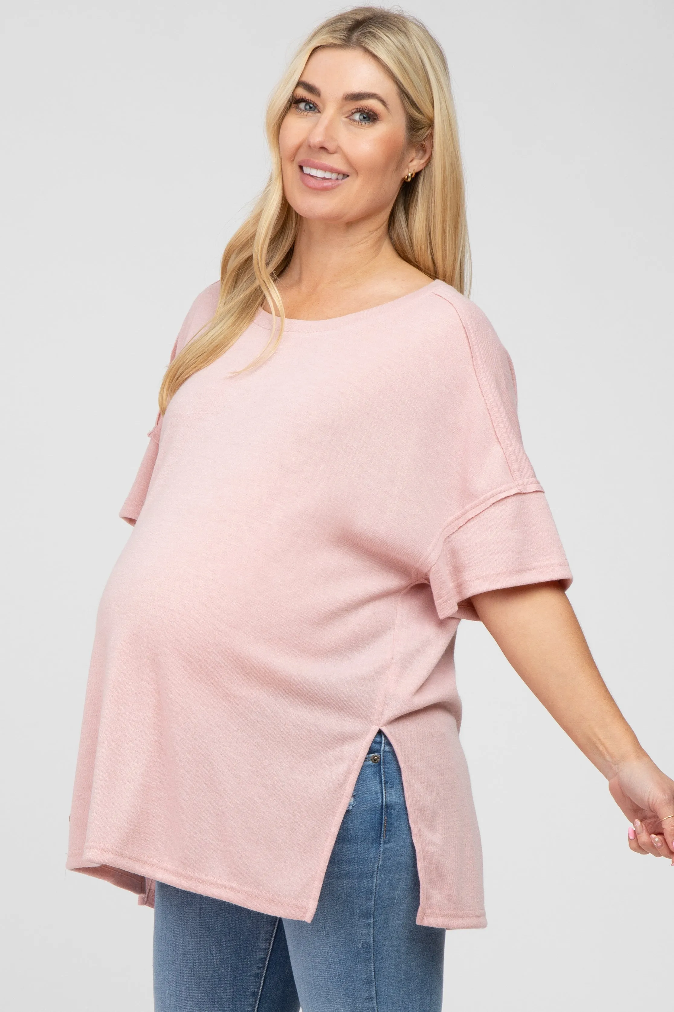 Pink Knit Oversized Maternity Top sold by Pinkblush product image thumbnail 2
